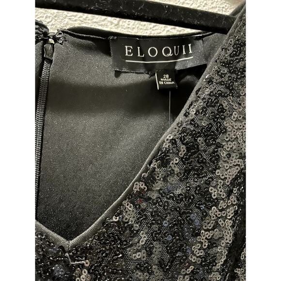 ELOQUII Black Sequin Peplum Long Sleeve Top Size 28 - Picture 5 of 6
